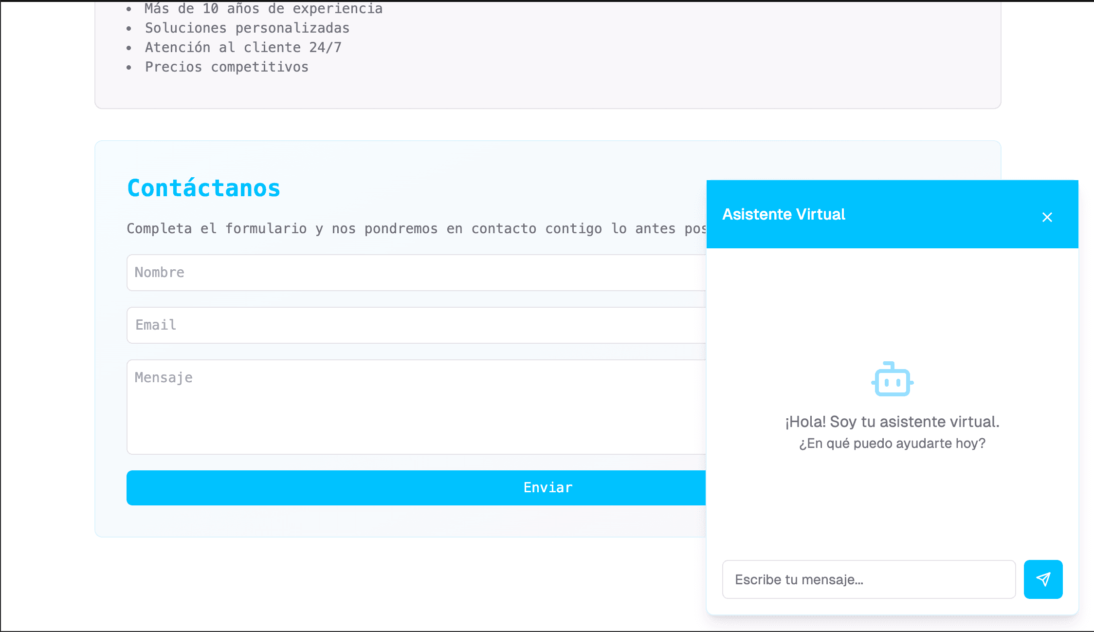 Chatbot Landing Page